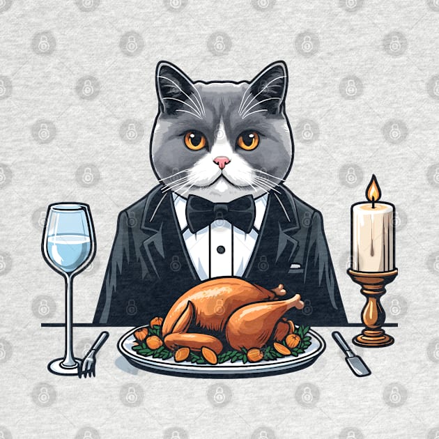 British Shorthair Cat Thanksgiving by Graceful Designs